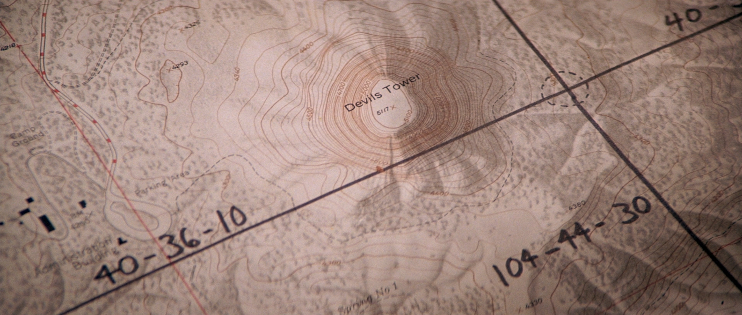 Topographic map of Devil's Tower from 'Close Encounters of the Third Kind' (1977)