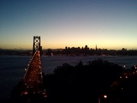 Oakland Bay Bridge and San Francisco from Yerba Buena Island.