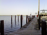 The view of Apalachicola Bay from my table at Boss Oyster Restaurant.