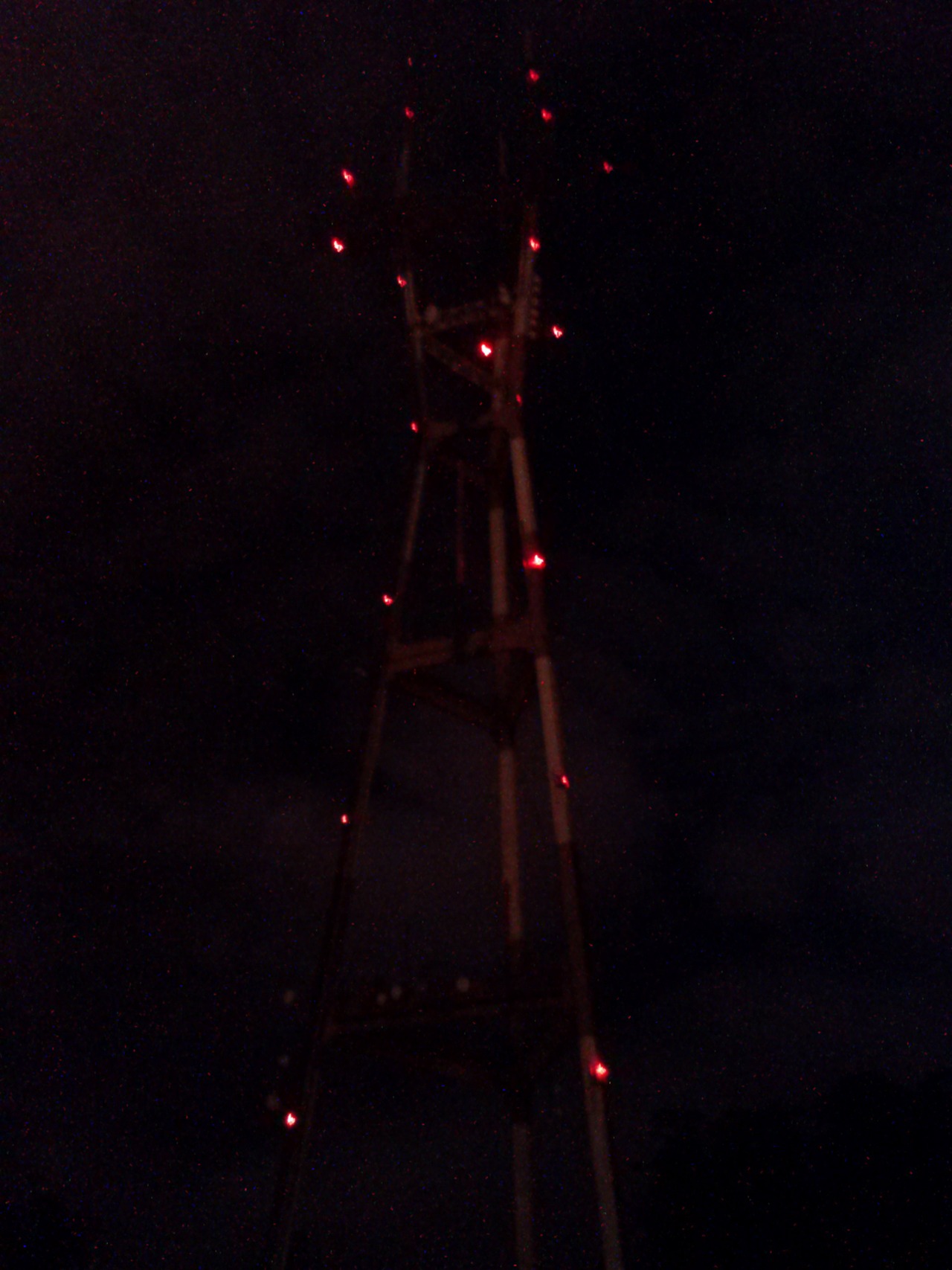 Sutro Tower at night.