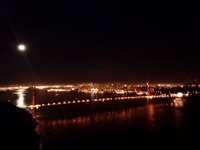 Moon rising over SF Bay from Marin Headlands.