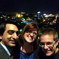 Omar Shaikh, Pamela Shaikh and David July at the Duval Hotel Level 8 bar overlooking Tallahassee.