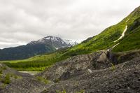 Rocks, forests and mountains east of Exit Glacier from the last segment of the Edge of the Glacier Trail.
