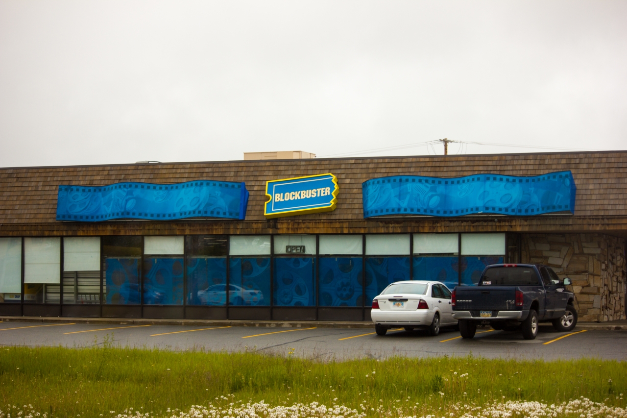 Blockbuster Video retail store still open for business in Wasilla, Alaska.