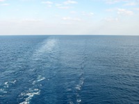 The view of our wake, seen from the Deck 11 port aft lookout on Carnival Sensation.