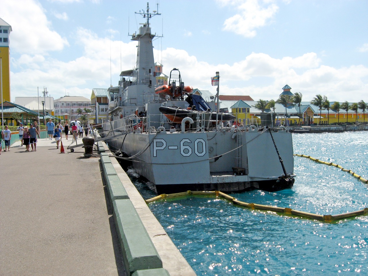 Royal Bahamas Defence Force offshore patrol vessel HMBS Bahamas P-60 docked at Prince George Wharf, Port of Nassau.