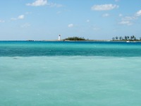 Paradise Island Lighthouse (1817) and the incredibly blue waters of Nassau Harbour.