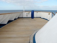 My favorite spot on the ship: the starboard side of the Deck 11 forward lookout above the bridge on Carnival Sensation.