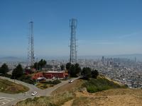 San Francisco's Central Radio Station (1977) and the city beyond from the northern peak of Twin Peaks.