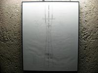 An antenna diagram from before 1998 hanging in a corridor at Sutro Tower.