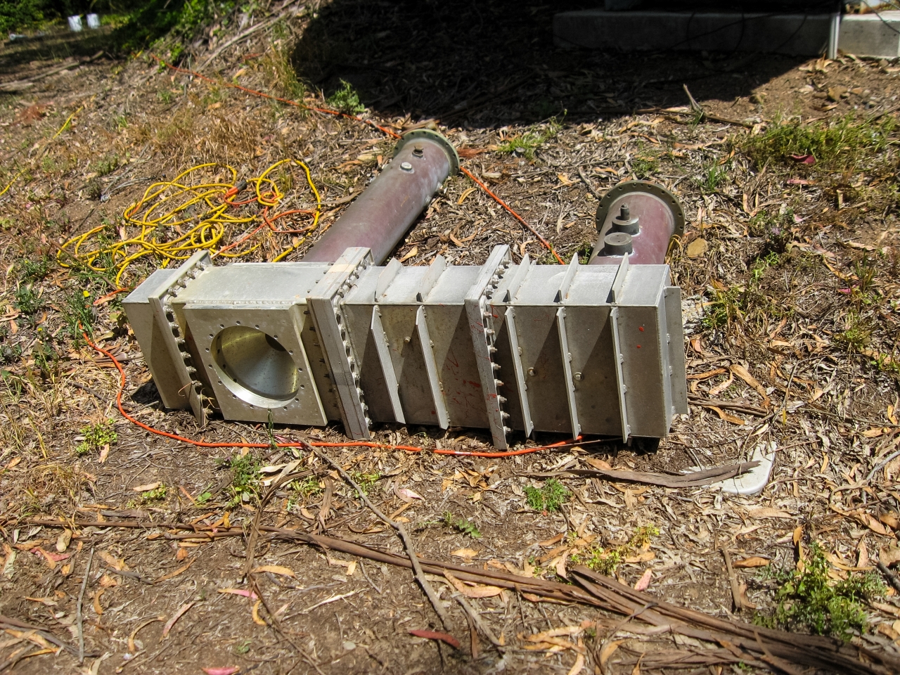 The Sutro Tower DTV conversion project in progress, many components like this new and old are laying about.