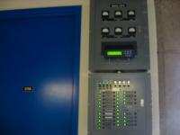The weather and transmitter status control panels in the Sutro Tower building.
