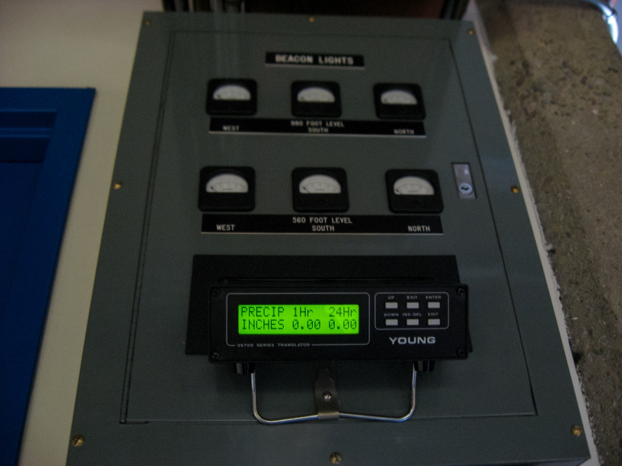 This control panel displays the weather conditions at each level of Sutro Tower.