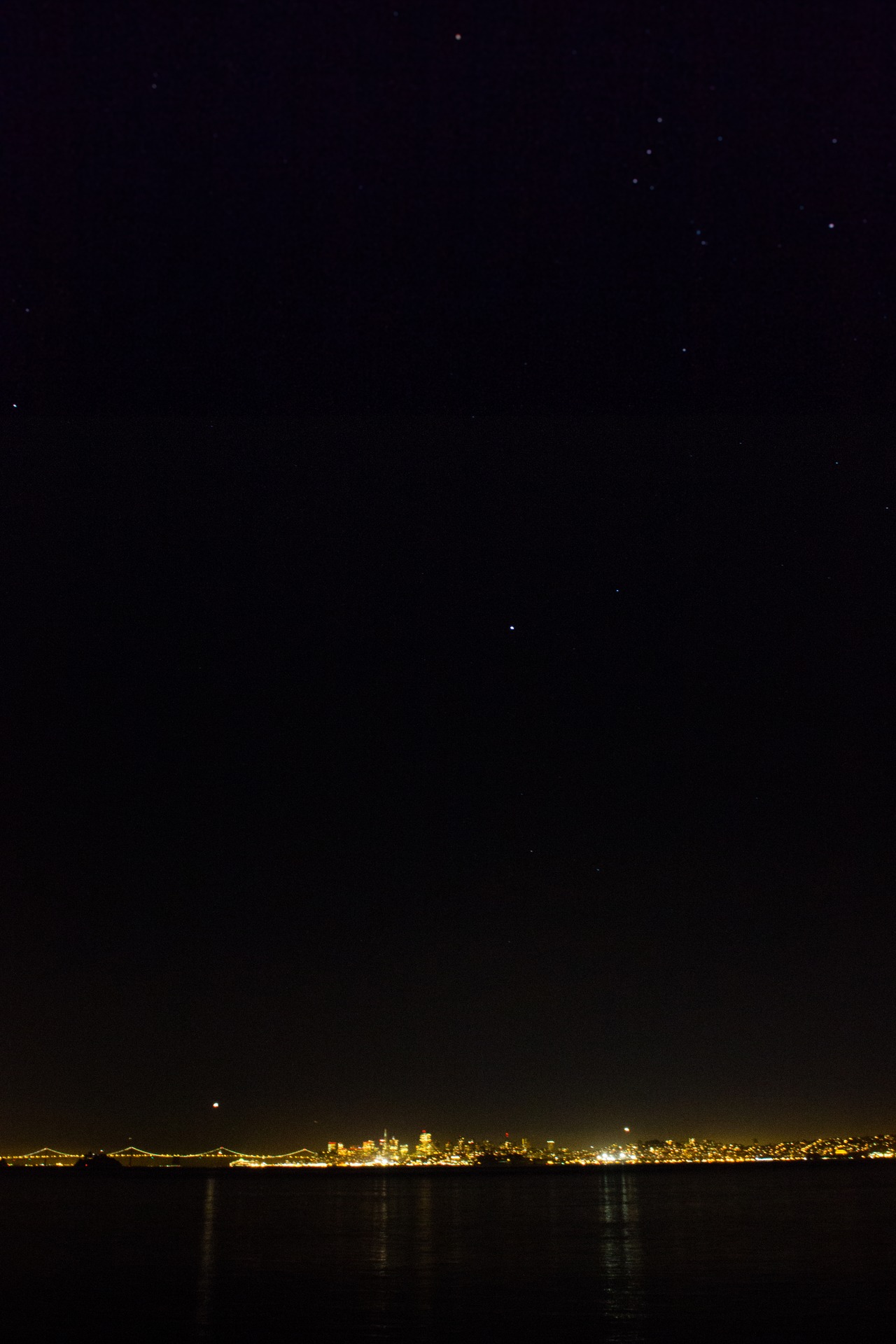 Orion keeping watch over San Francisco on a clear and beautiful night as seen from The Trident.