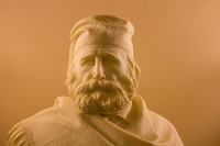 Marble bust of Giuseppe Garibaldi (1887) by Giuseppe Martegana in a portico outside the Old Supreme Court Chamber on 1F in the north wing of the United States Capitol (1811/1866).