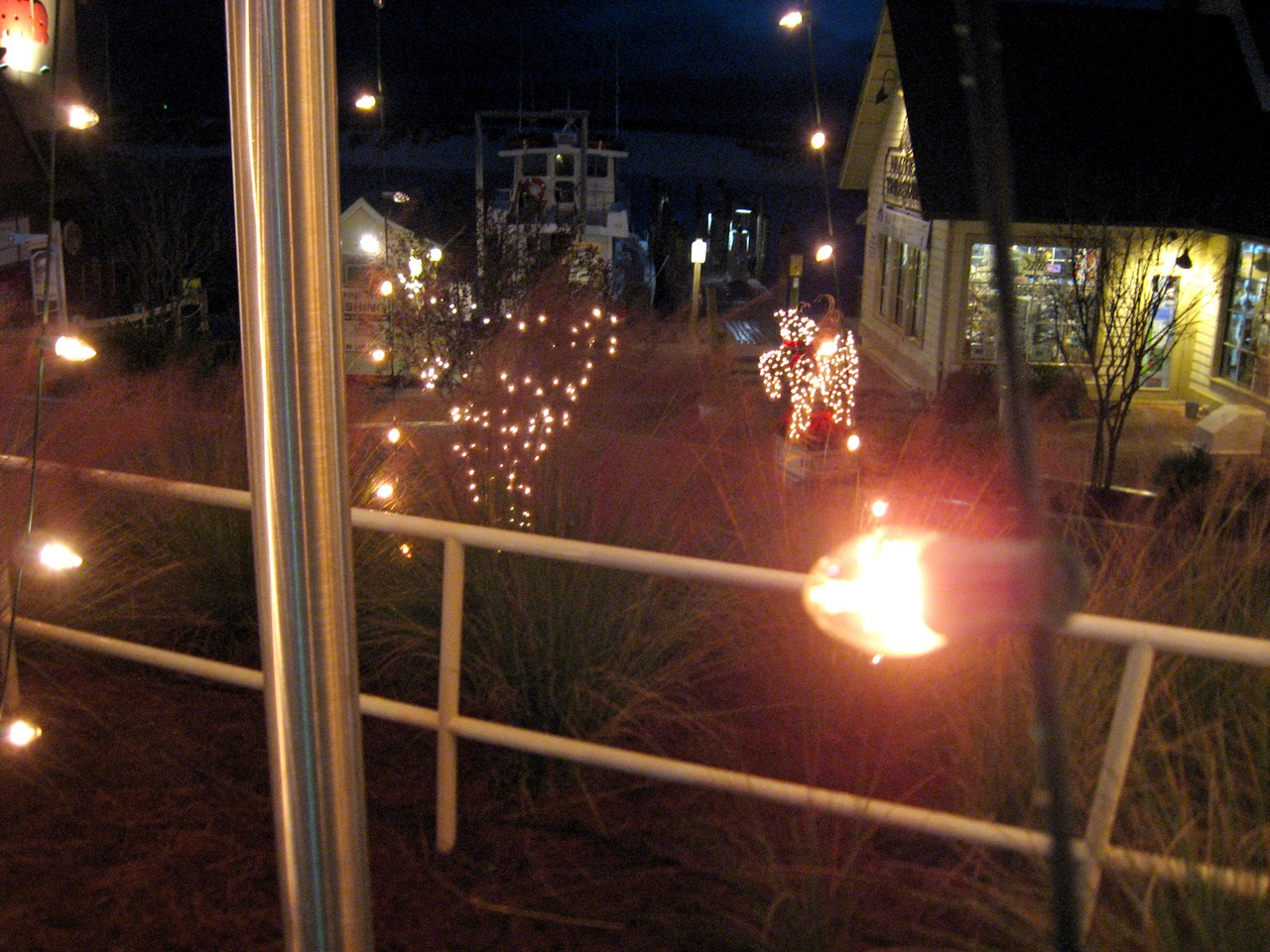 Holiday lighting at HarborWalk Village.