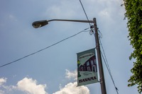'Downtown Havana' decorative sign on a lamp post along Main Street.
