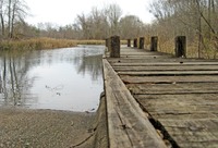 Boat ramp and wooden dock to the Chattahoochee River at Buena Vista Park.