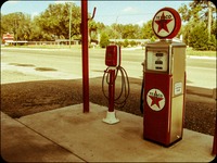 Vintage Texaco leaded gasoline pump near Springs Diner.