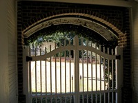 Gate to the Kitchen Garden from the Kitchen Garden Shed (1917) at Pebble Hill Plantation.