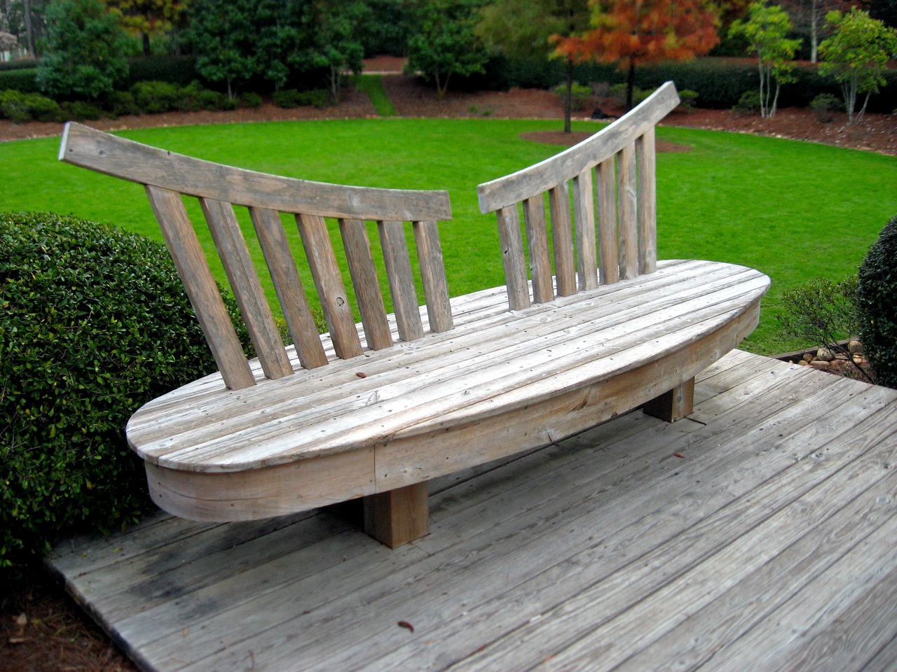Wooden bench in Cerulean Park North.