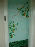 The painted exterior door of the Citrus Tower elevator at level 15.