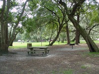 Shaded picnic areas at Fleet Peeples Park.