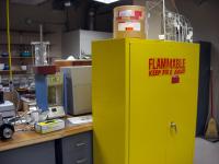 Flammable materials storage in the glove box lab.