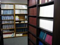 Research library stacks.