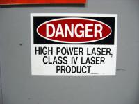 Sign: Danger High Power Laser, Class IV Laser Product.