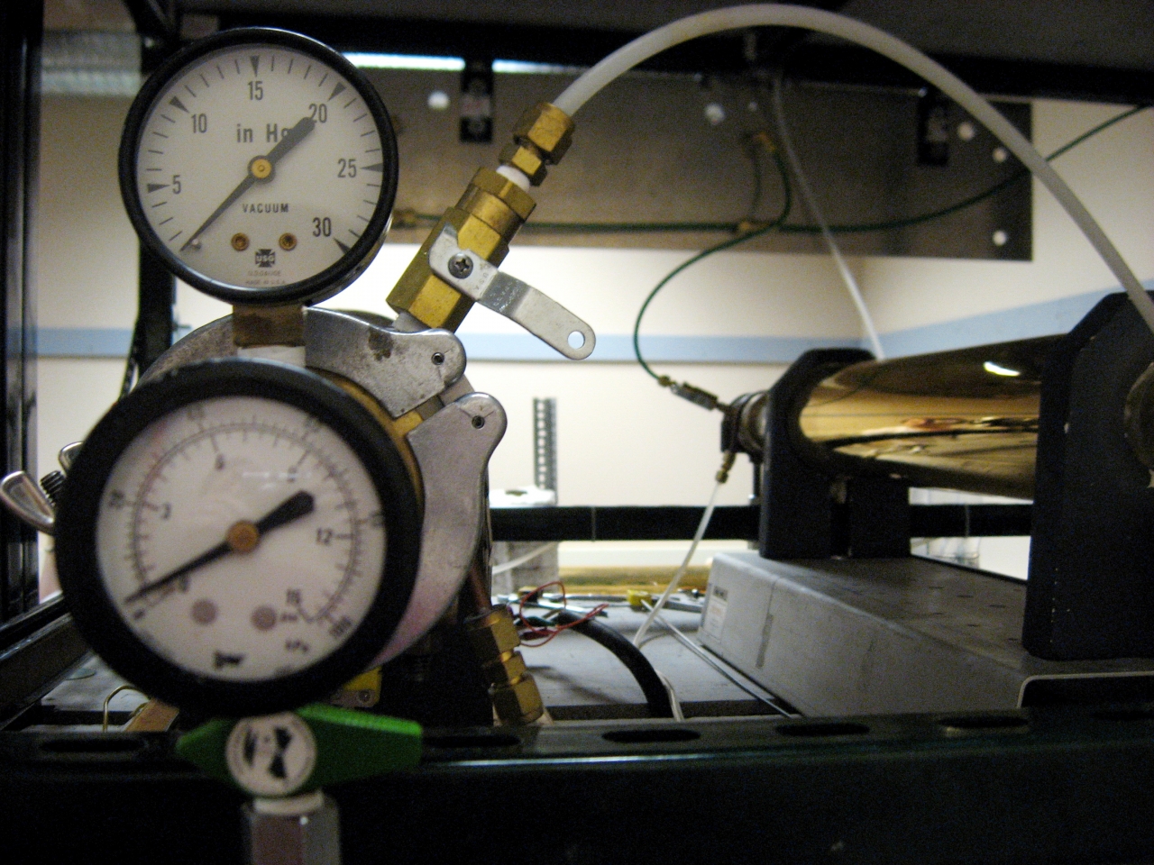 Conductivity experiment equipment and gauges.