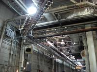 Overhead pipes, conduits and cables at the 45 Tesla Hybrid magnet in the DC Field wing.