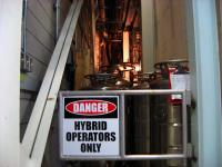 'Danger Hybrid Operators Only' sign at the 45 Tesla Hybrid magnet in the DC Field wing.