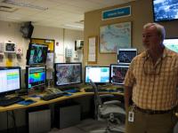 Meteorologist Martin Nelson at Atlantic Desk in the Tropical Analysis and Forecast Branch unit of the National Hurricane Center.
