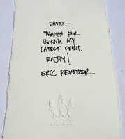 The thank you note from Eric Rewitzer that accompanied Sutro Tower 2.