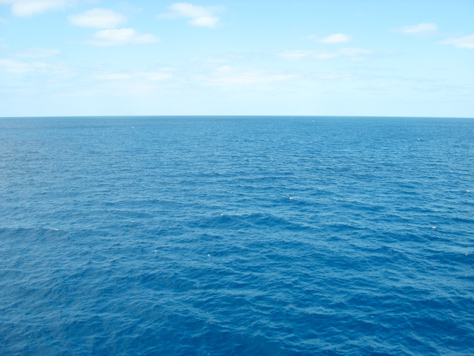 Photo Credit: David July — Nothing but open Atlantic Ocean waters, seen from the Deck 11 forward lookout above the bridge on Carnival Sensation, Atlantic Ocean, off the coast of Florida, 12 March 2011