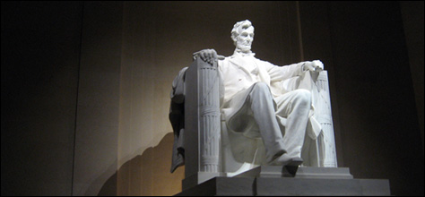 Photo Credit: David July — Abraham Lincoln (1920) marble sculpture by Daniel Chester French at the Lincoln Memorial (1922), Lincoln Memorial Circle, District of Columbia, 01 November 2008
