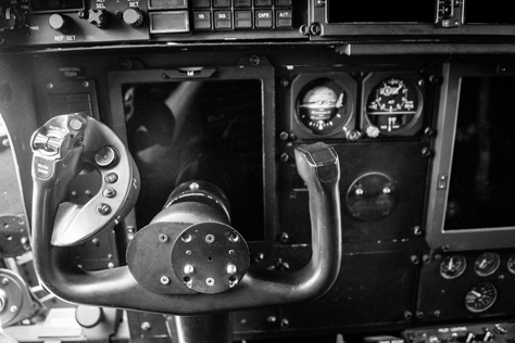 Photo Credit: David July — Primary control column and instrument panel from the captain's seat in the cockpit aboard United States Air Force Reserve 403d Wing 53d Weather Reconnaissance Squadron 'Hurricane Hunters' WC-130J Hercules 75304, Tallahassee, Florida: 22 May 2014