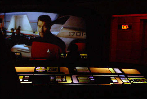 Photo Credit: Ed Dravecky — Commander Riker explains the situation from the Bridge viewscreen during the Klingon Encounter, Star Trek: The Experience, Las Vegas Hilton, 3000 Paradise Road, Las Vegas, Nevada, 27 March 2004