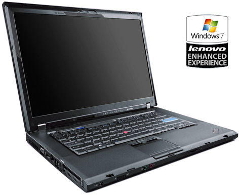 Photo Credit: Lenovo — Lenovo ThinkPad W500 4058CTO, Windows 7 and Lenovo Enhanced Experience Logo (inset)