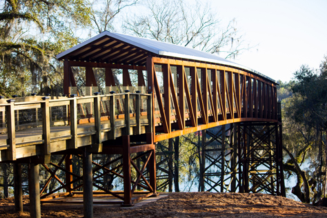 Photo Credit: David July — The new pedestrian bridge (S/N 13B028) over the CSX railroad line in Lafayette Heritage Trail Park near J.R. Alford Greenway, Tallahassee, Florida: 08 March 2014
