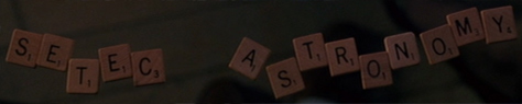 Photo Credit: Universal Pictures and Phil Alden Robinson — 'Sneakers' film frame: Scrabble pieces spelling 'Setec Astronomy'