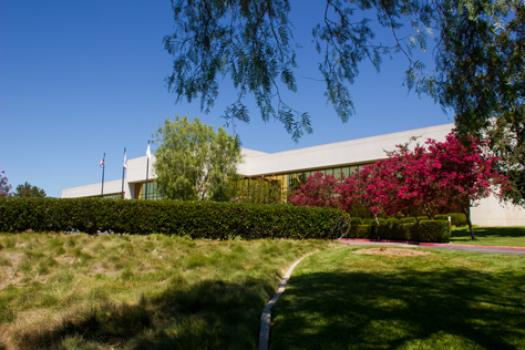 Photo Credit: David July — Southeastern driveway circle and the front of 400 National Way (1984), the fictional PlayTronics headquarters building in 'Sneakers' (1992), Simi Valley, California: 22 August 2013