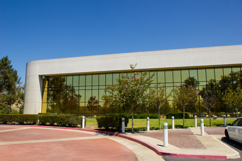 Photo Credit: David July — Southwest corner of the front of 400 National Way (1984), the fictional PlayTronics headquarters building in 'Sneakers' (1992), Simi Valley, California: 22 August 2013