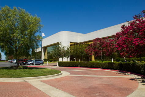 Photo Credit: David July — Southeastern driveway circle and the front of 400 National Way (1984), the fictional PlayTronics headquarters building in 'Sneakers' (1992), Simi Valley, California: 22 August 2013