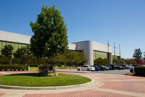 Photo Credit: David July — Southwestern driveway circle and the front of 400 National Way (1984), the fictional PlayTronics headquarters building in 'Sneakers' (1992), Simi Valley, California: 22 August 2013