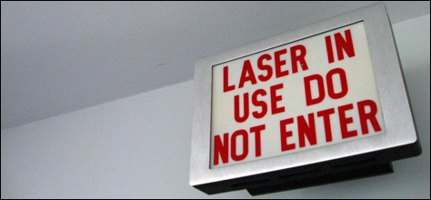 Photo Credit: David July — "Laser In Use Do Not Enter" sign at the Fourier transform ion cyclotron resonance mass spectrometry lab, National High Magnetic Field Laboratory, 1800 West Paul Dirac Drive, Tallahassee, Florida, 23 October 2010
