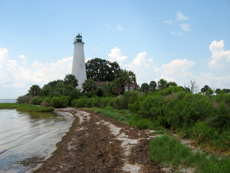 Photo Credit: David July — St. Marks Lighthouse (1831) at St. Marks National Wildlife Refuge, Lighthouse Road, Plum Orchard, Florida, 22 August 2010