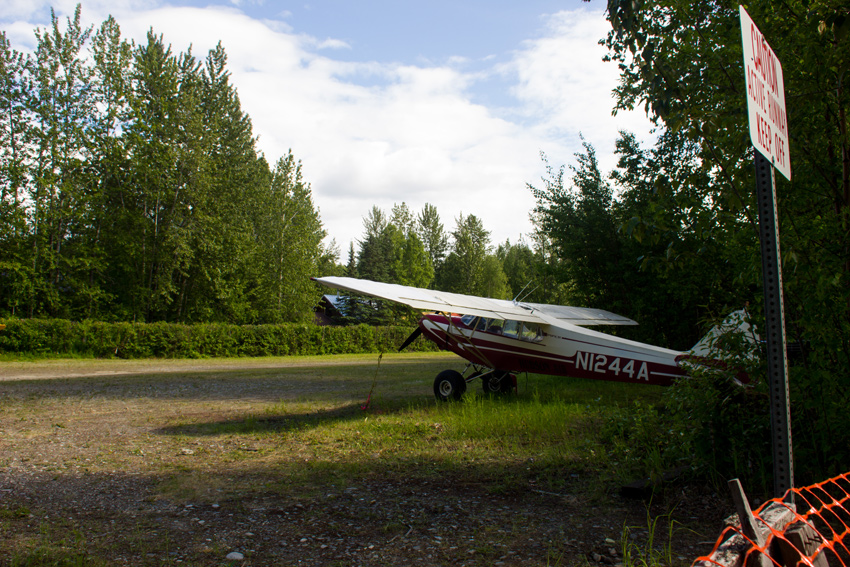 Piper PA-18 N1244A (1957) parked on the Talkeetna Village Airstrip [AK44] (1940) near Second Street