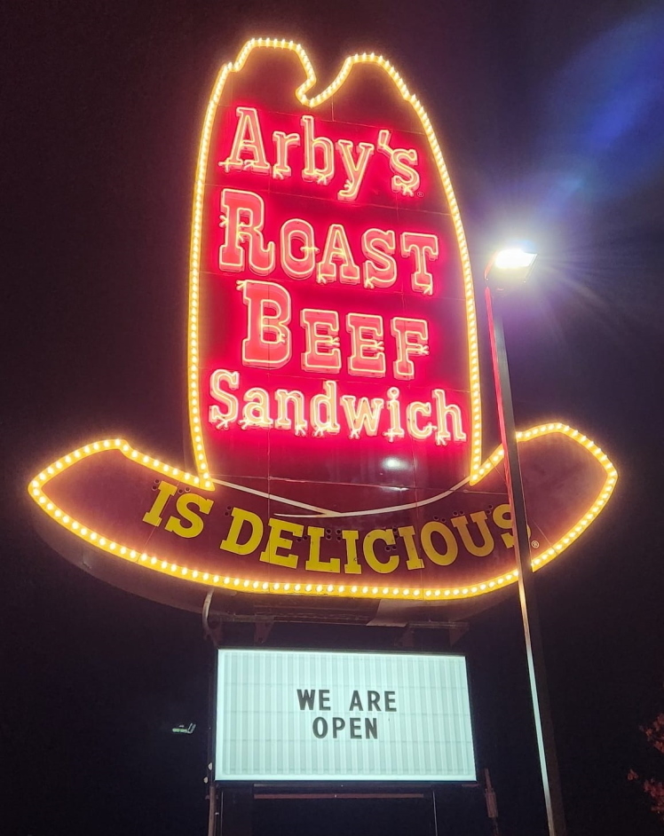Meadville Arby's sign on Tuesday, 20 December 2022